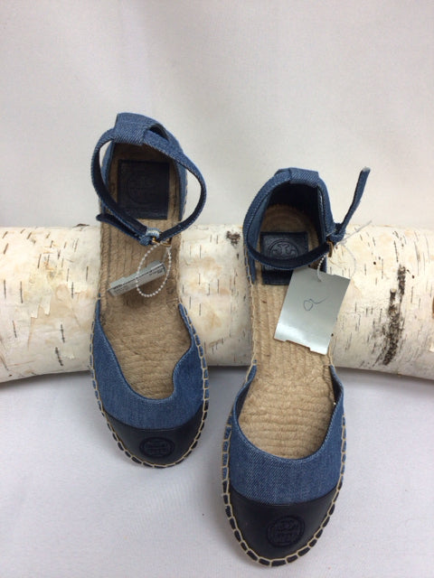 Tory Burch Size 7.5 Denim Designer Shoe