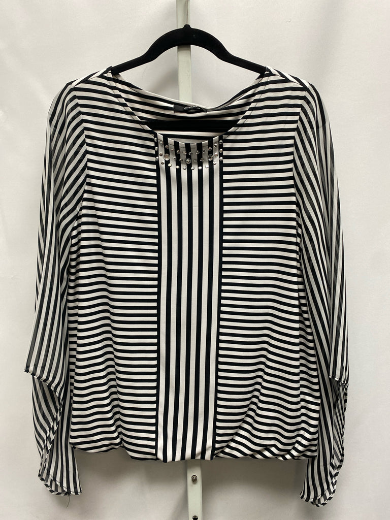 Alfani Size S/M White/Black Long Sleeve Top
