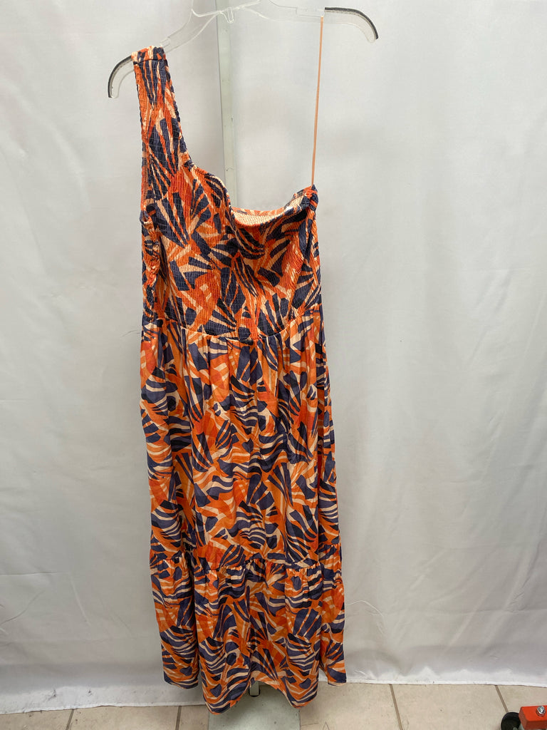 Size XLarge Nine West Orange Print Sleeveless Dress