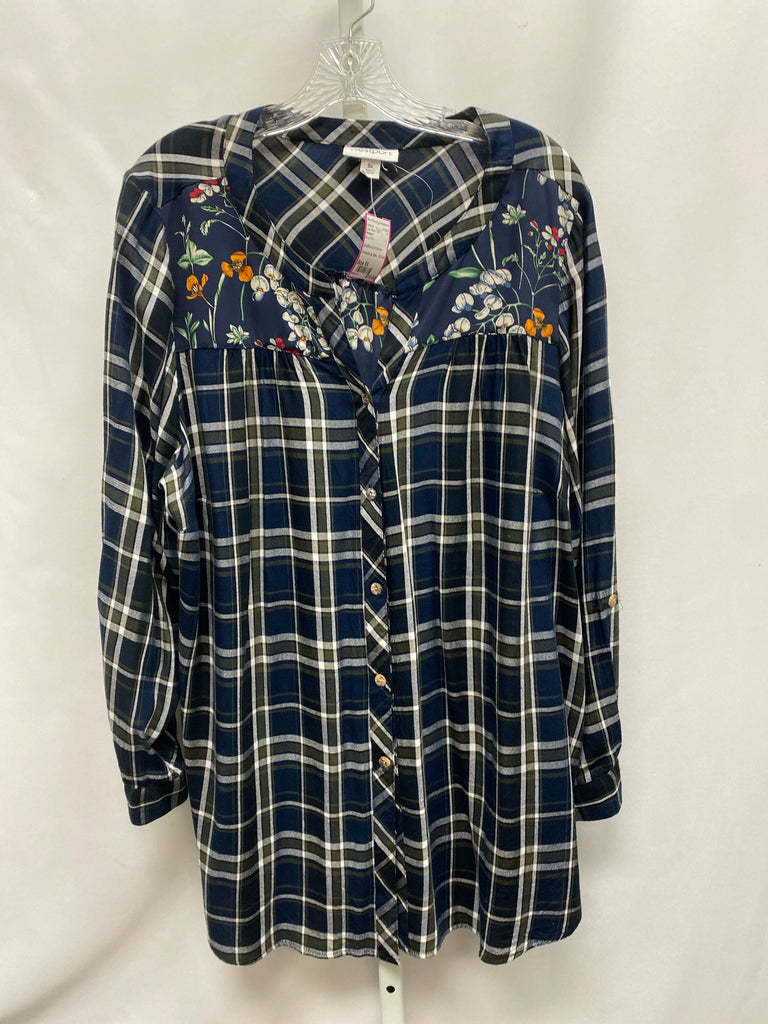 Westport Size 3X Blue Print Long Sleeve Top