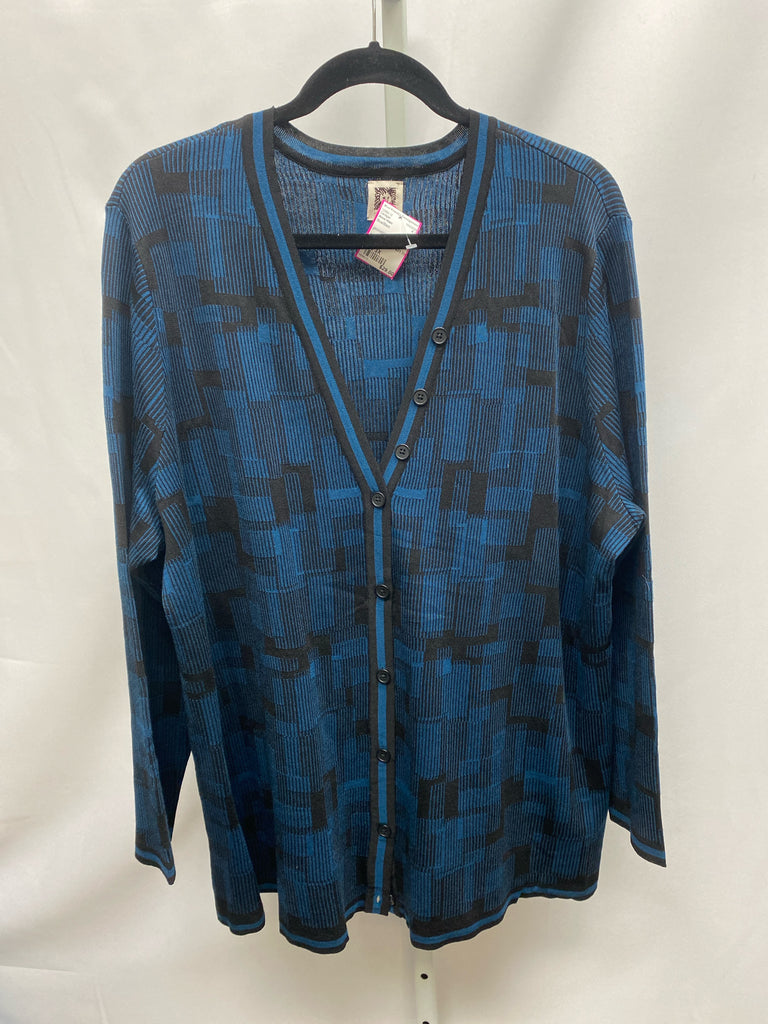 Anne Klein Size 3X Blue/Black Cardigan