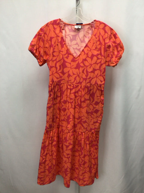 JCrew Size L/XL Pink/Orange Short Sleeve Dress