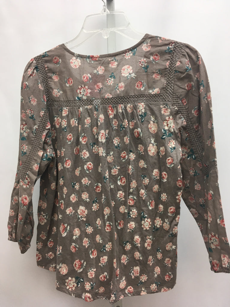 Lucky Brand Size SP Gray floral 3/4 Sleeve Top