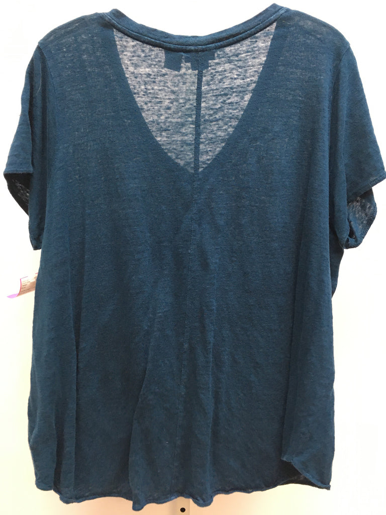 Tahari Size 1X Blue Short Sleeve Top