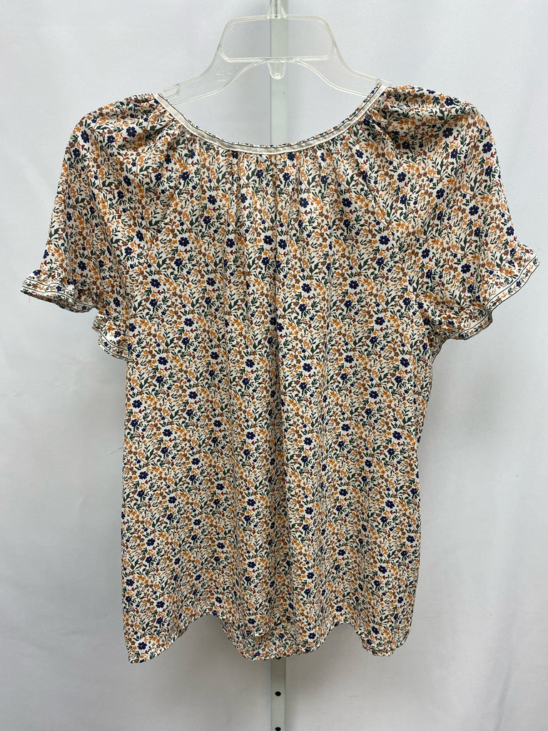 Max Studio Size XLarge White Floral Short Sleeve Top