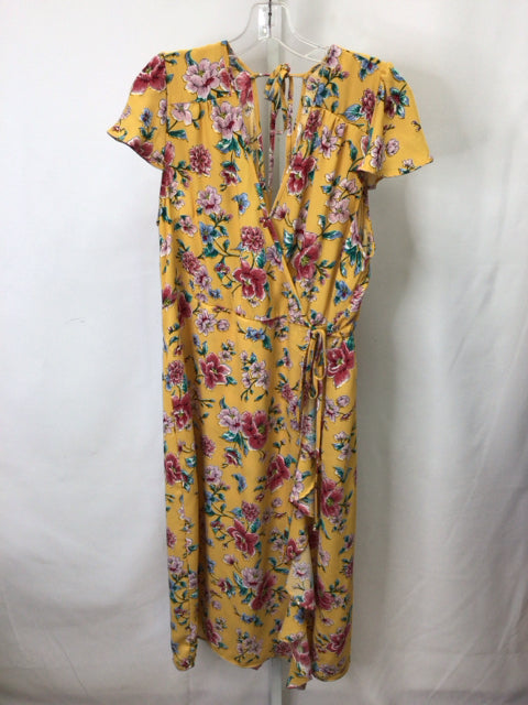 Size XXL xhilaration Yellow Floral Short Sleeve Dress