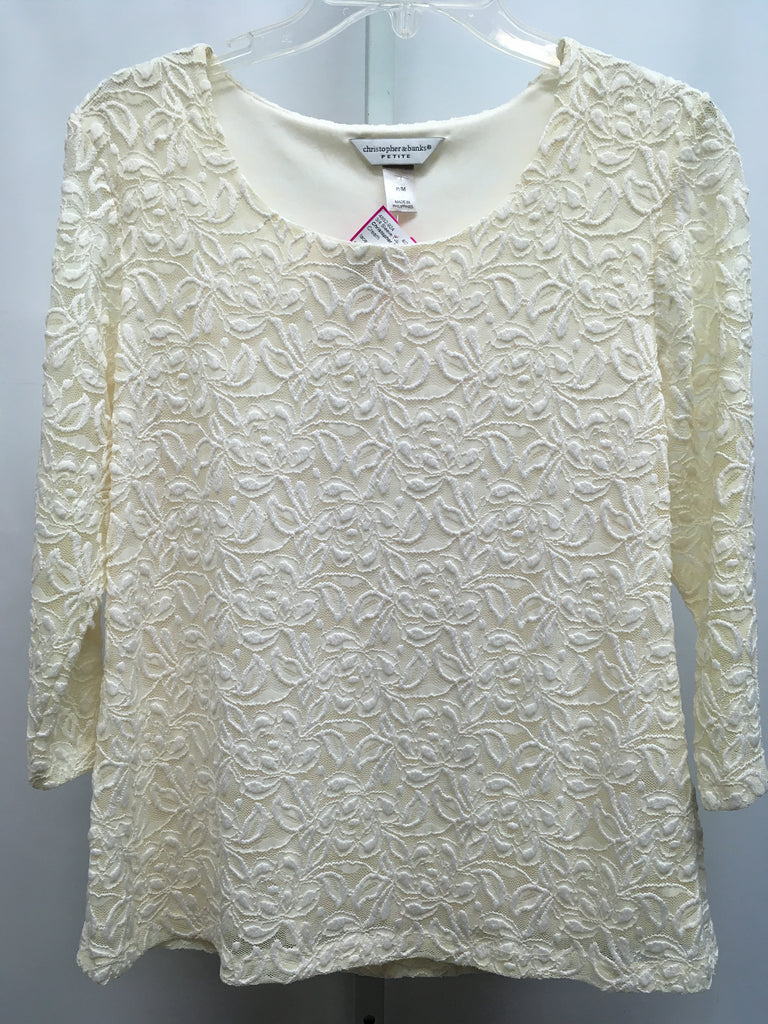 Christopher & Banks Size PM Cream 3/4 Sleeve Top