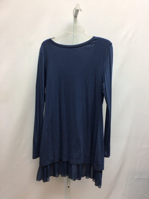 Peruvian Connection Size Large Blue Long Sleeve Tunic