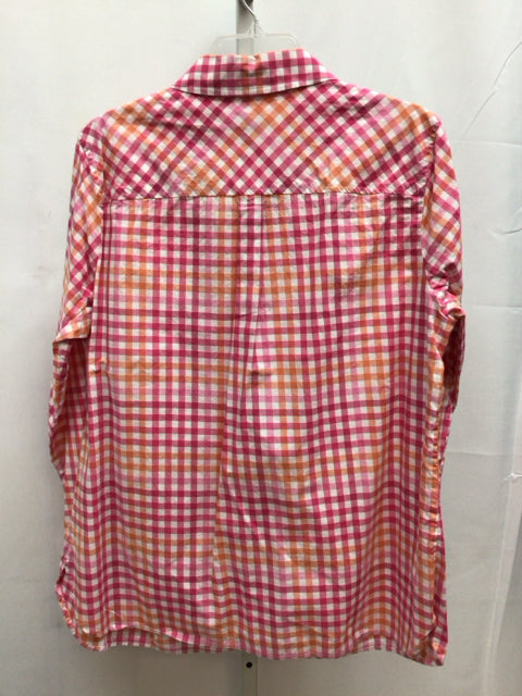 Talbots Size 1X Pink Plaid Long Sleeve Top