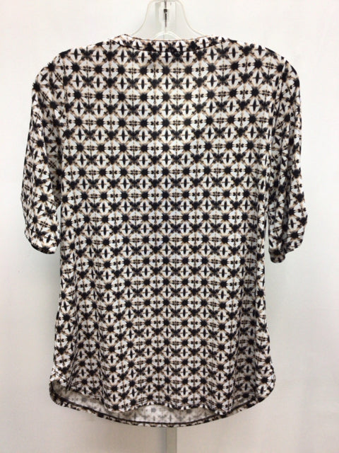 Susan Graver Size XS White/Black 3/4 Sleeve Top
