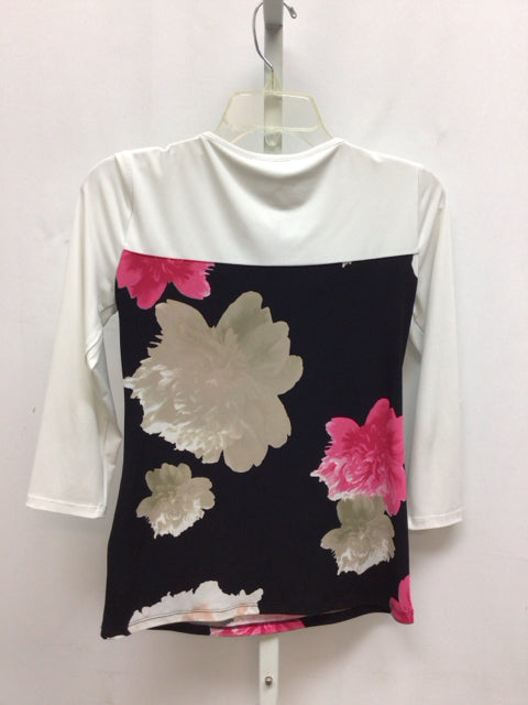 Calvin Klein Size XS White/Black 3/4 Sleeve Top