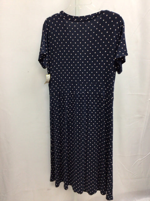L.L. Bean Size Large Blue/White Short Sleeve Dress