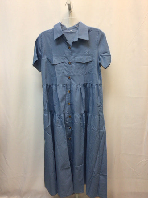 Size Large Blue Short Sleeve Dress