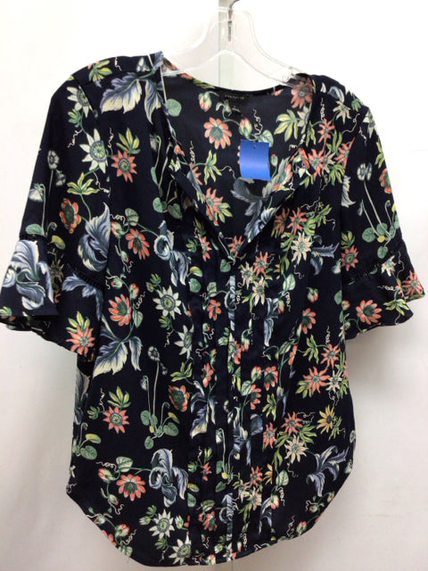 Ann Taylor Size Small Navy Floral 3/4 Sleeve Top