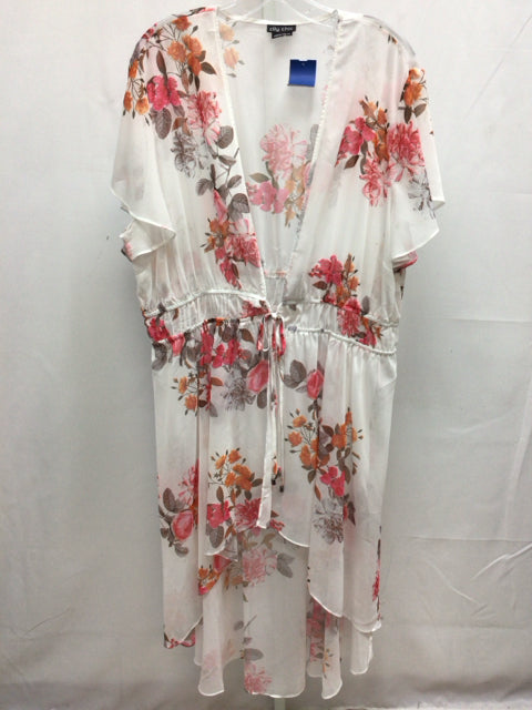 Size 20 City Chic White Floral Coverup
