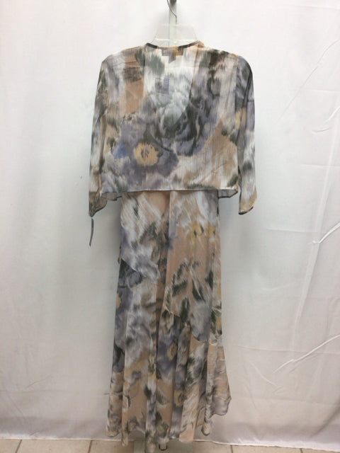Size 6 R&M Richards Gray Print Sleeveless Dress