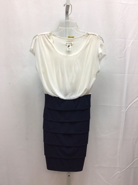 Enfocus Studio Size 8 White/Navy Sleeveless Dress