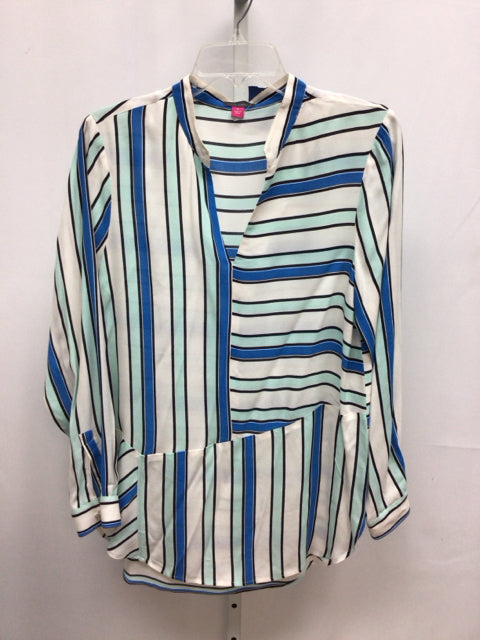 Vince Camuto Size Small White/blue Long Sleeve Tunic