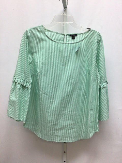 Ann Taylor Size Medium Green/White 3/4 Sleeve Top
