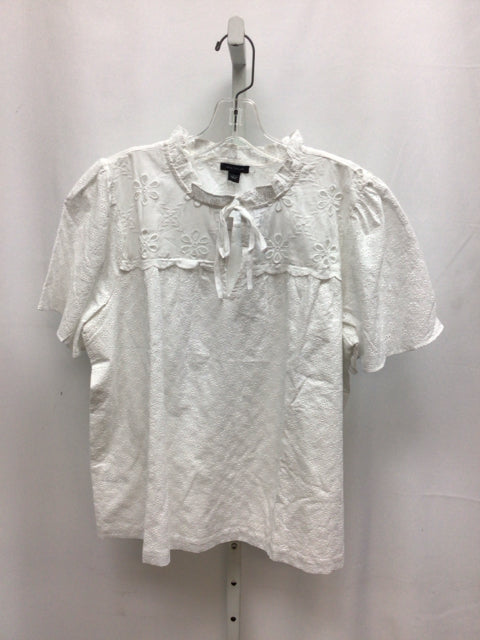 Ann Taylor Size Large White Short Sleeve Top