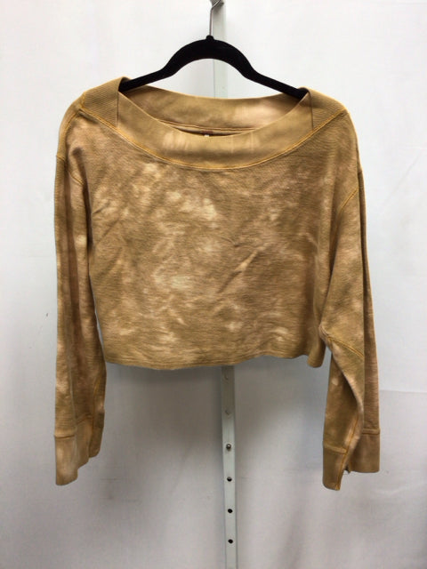 Free People Size Small Mustard Long Sleeve Top