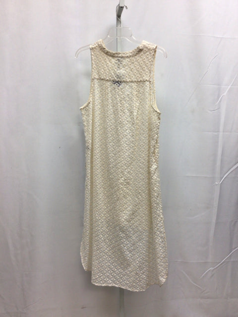 Size Large HD in paris Cream Lace Sleeveless Dress