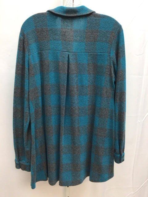 Soft Surroundings Size Small Teal/Gray Long Sleeve Tunic