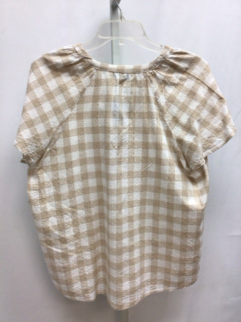 Sonoma Size Large Tan/White Short Sleeve Top