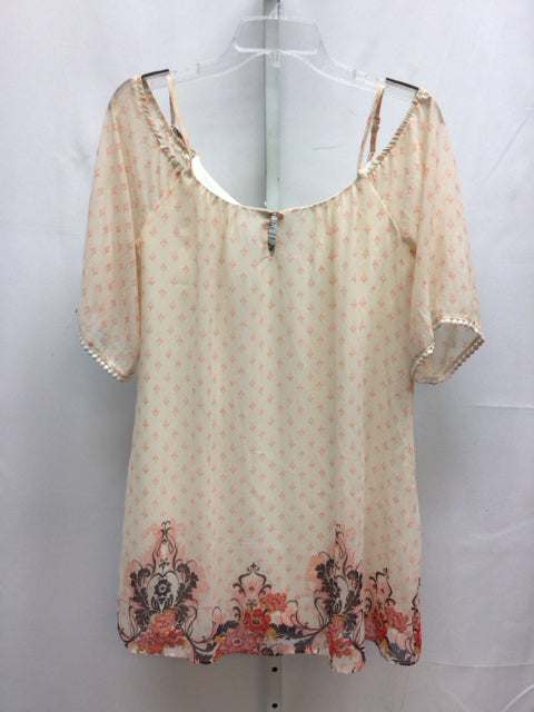 Size Small Lily Rose Cream/Pink Cold Shoulder Dress