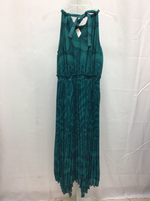Size 2 Taylor Teal Print Sleeveless Dress
