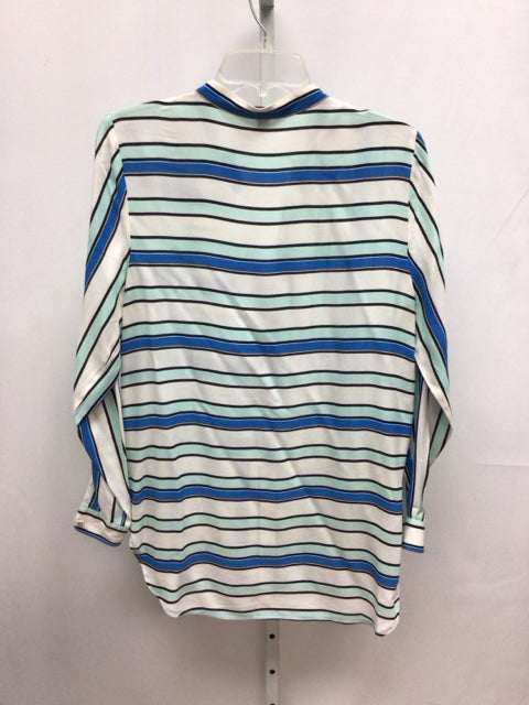 Vince Camuto Size Small White/blue Long Sleeve Tunic