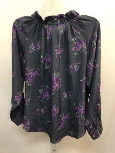 Rebecca Taylor Size 6 Gray floral Long Sleeve Top