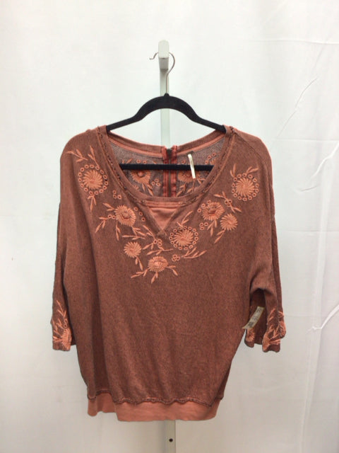 Free People Size Small Rust Short Sleeve Top
