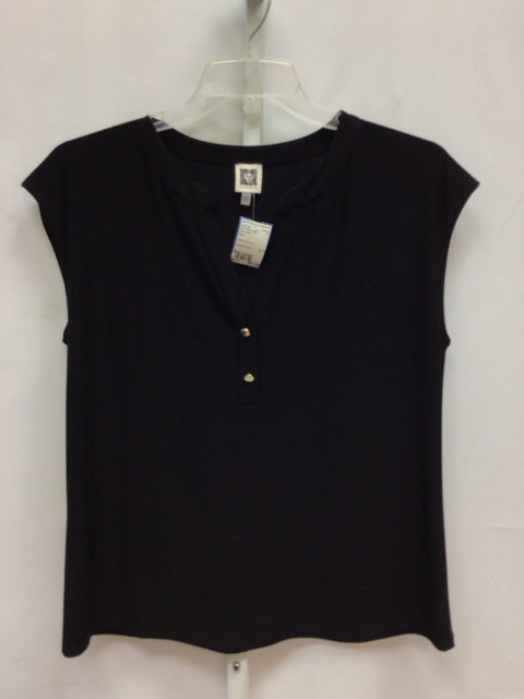 Anne Klein Size Large Black Short Sleeve Top