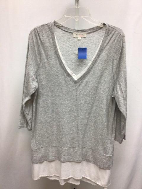 Vince Camuto Size Large Gray Heather 3/4 Sleeve Top