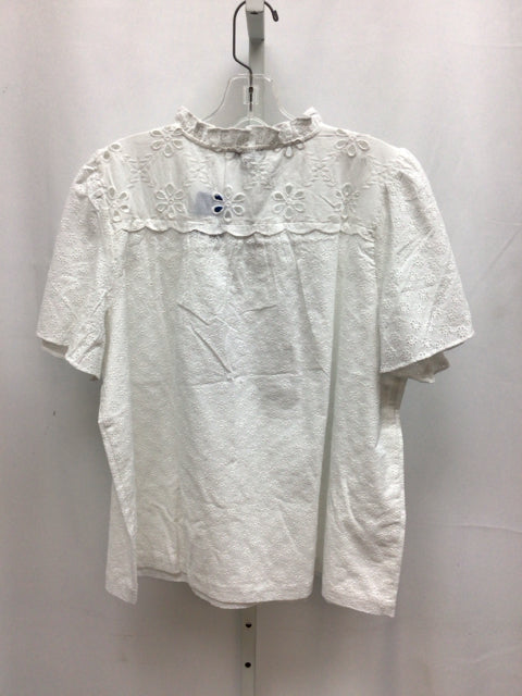 Ann Taylor Size Large White Short Sleeve Top