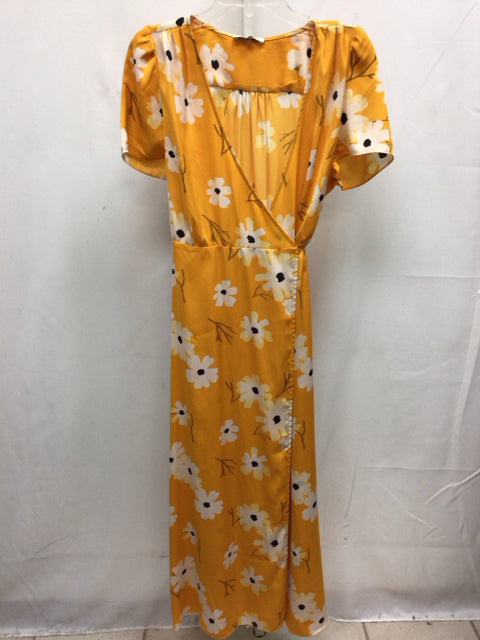 Size Large madewell Yellow Floral Short Sleeve Dress
