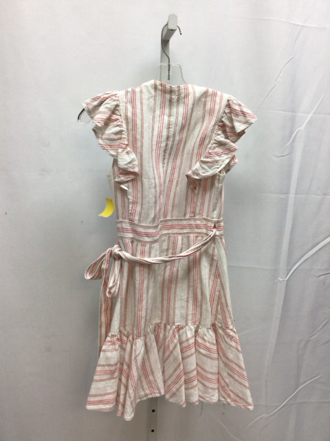 Size 4 Rebecca Taylor Pink/White Short Sleeve Dress
