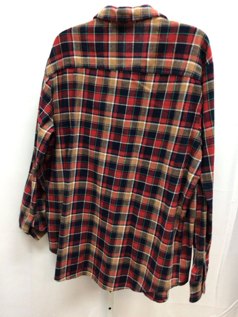 Old Navy Size LT Tan/Navy Flannel Shirt