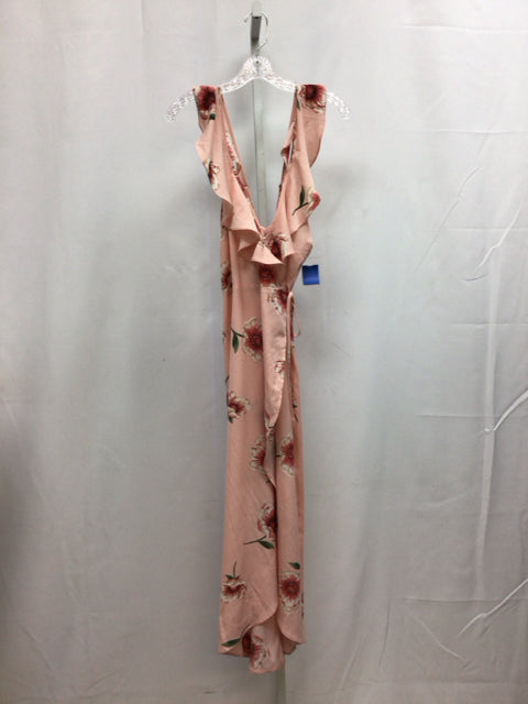 Size Large Mi Ami Peach Floral Sleeveless Dress