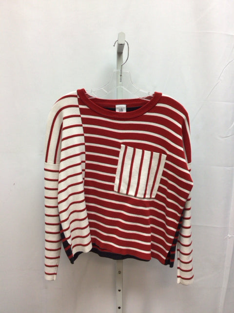 Cabi Size Small Red/White Long Sleeve Sweater