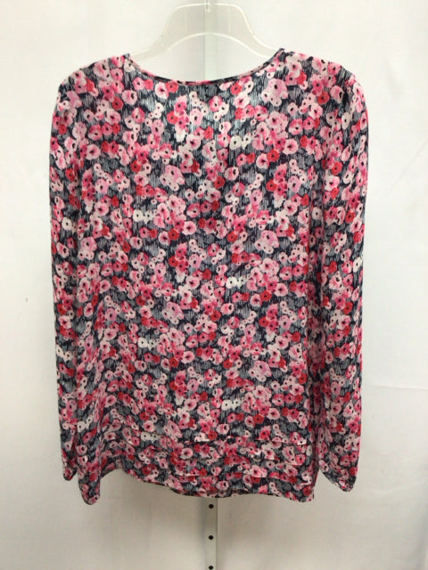 jjill Size Small Black Floral Long Sleeve Top