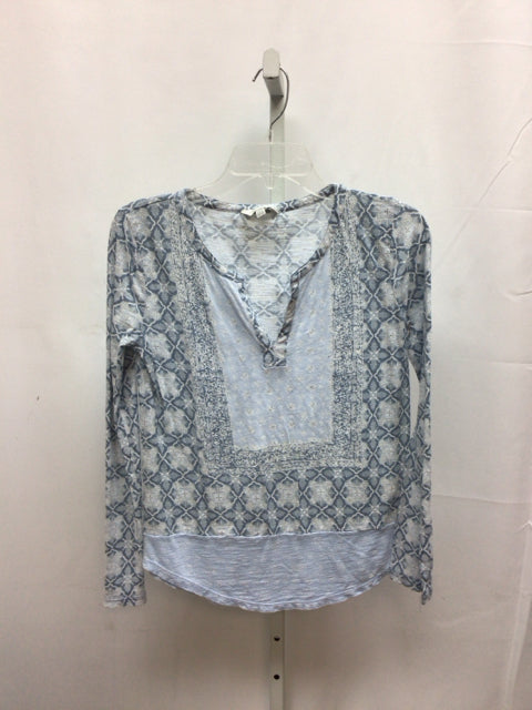 Lucky Brand Size XS Blue Print Long Sleeve Top