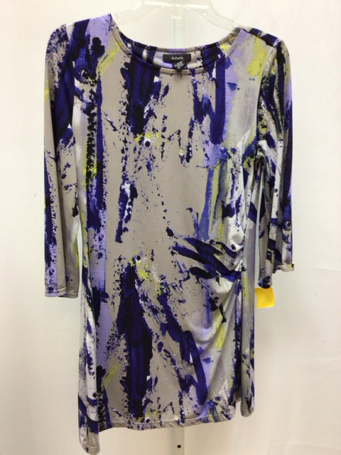 Size Small Alfani Gray Print 3/4 Sleeve Dress