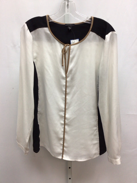 Ann Taylor Size 12 Cream/Black Long Sleeve Top