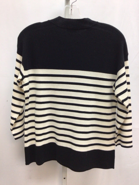 Talbots Size SP Black/Cream 3/4 Sleeve Sweater