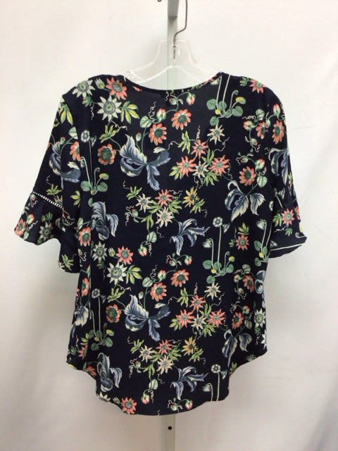 Ann Taylor Size Small Navy Floral 3/4 Sleeve Top
