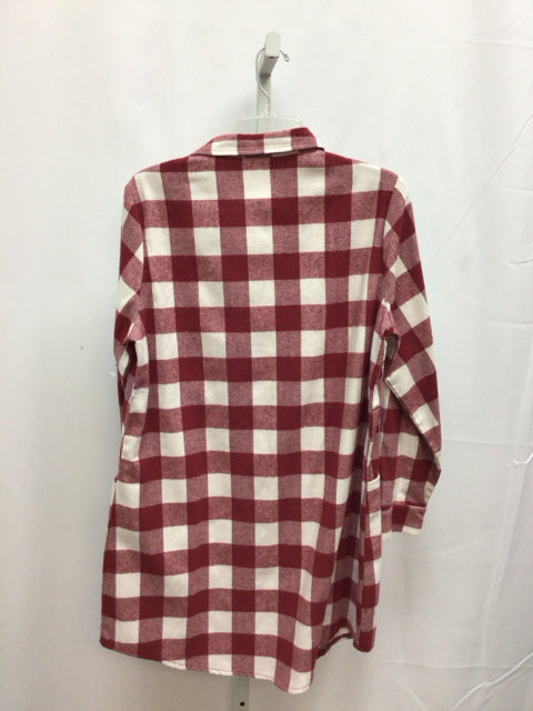 Size M Red Plaid Long Sleeve Dress