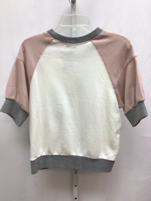 Evereve Size Small Pink/White 3/4 Sleeve Top