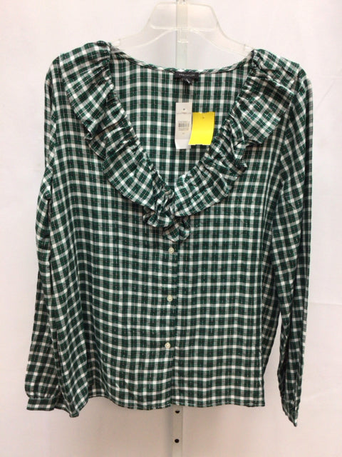 Ann Taylor Size Medium Green/White Long Sleeve Top